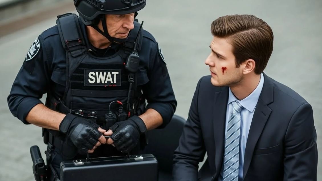 Un agente SWAT hablando con un hombre Reflexión sobre el karma y las lecciones de vida en Zona Prohibida